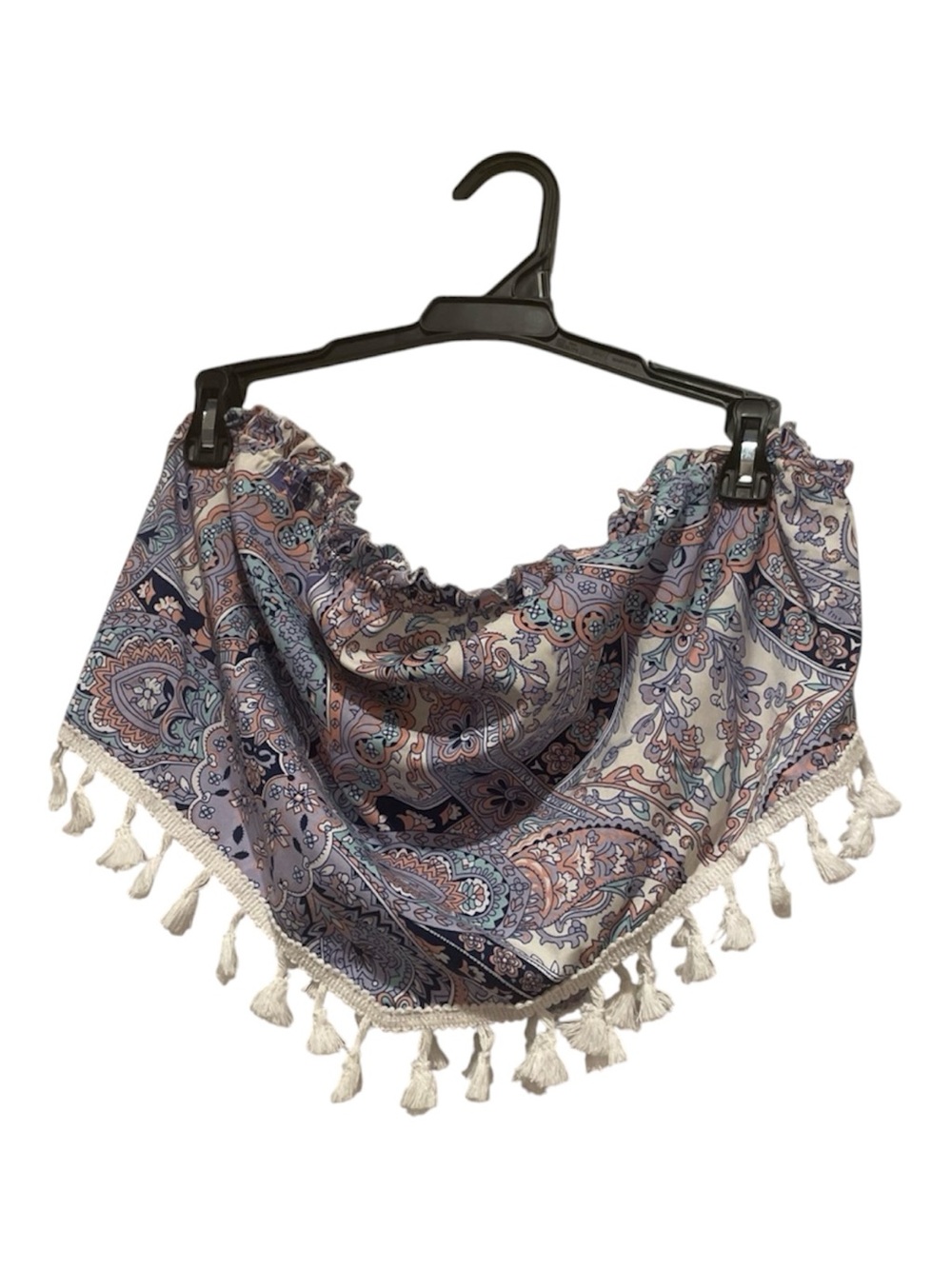 Boho Paisley Tassel Triangle Crop top - Lavender Multi